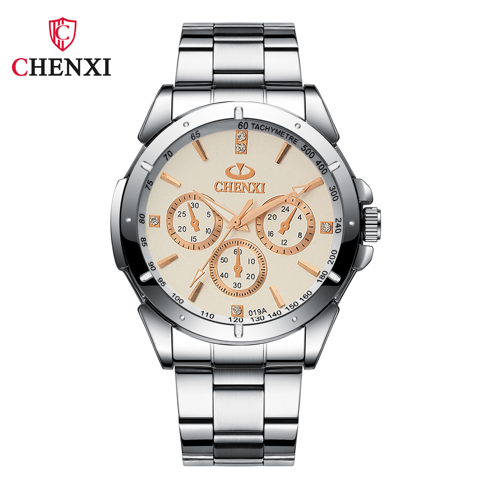 CHENGXI Chenxi 019A pareja moda ronda reloj de cuarzo impermeable creativo correa de acero moda casual Reloj de pulsera