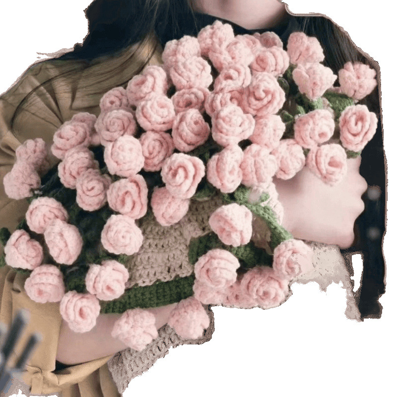 玫瑰花铃兰花毯子材料包钩针编织送人送女友男友包邮