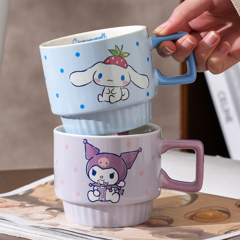 三丽鸥陶瓷叠叠杯卡通玉桂狗可爱少女马克杯美乐蒂喝水杯牛奶杯子|undefined