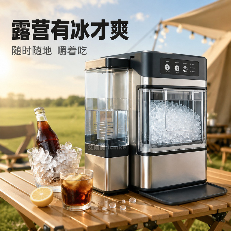 Fully automatic chewable ice crusher ice maker, soft ice machine for home, commercial, dormitory, low-power, office use