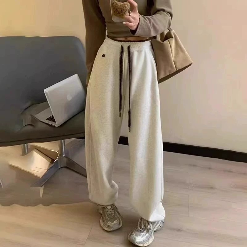 Весенние брюки в корейском стиле с эластичной резинкой на талии, новые свободные утягивающие прямые леггинсы, брюки