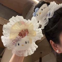 可爱kt猫蝴蝶结蕾丝花边发圈真的太甜了发绳2025少女搭配大肠发圈