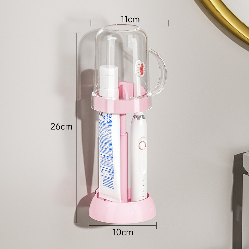 Wall Mounted Toothbrush Cup Holder Set For Bathroom Storage_voghion.com