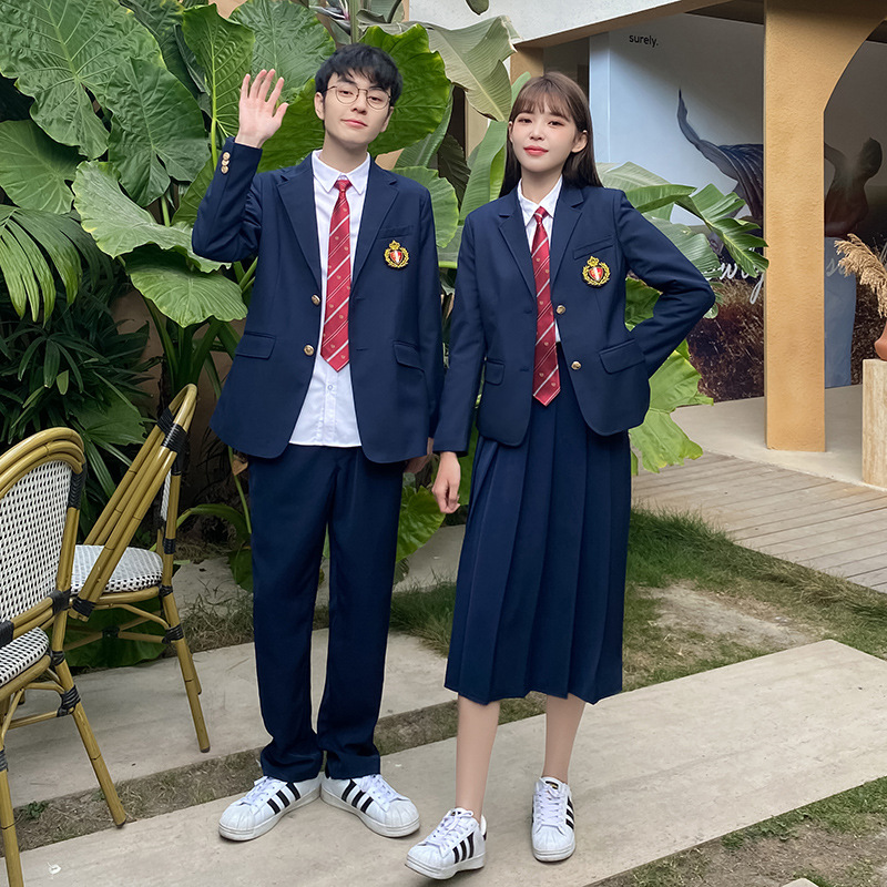 jk学院风校服英伦西装制服套装中学生高中初中运动会毕业衬衫班服