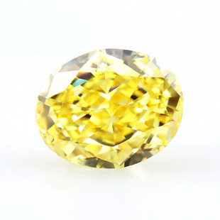Oval Geese Yellow Bare Diamond Ice Flower Cut Zircon Egg-Shaped Ring Ring Face Yellow Diamond Color Bare Stone Synthetic Gem