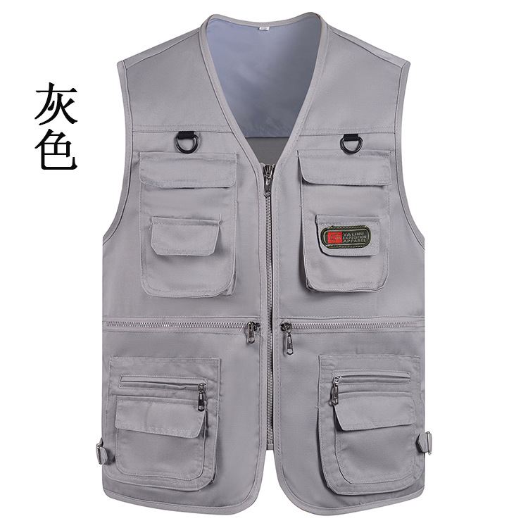 Hombre de bolsillo chaleco primavera y otoño de mediana edad V-collar caballo de tamaño grande abrazadera de fotografía al aire libre pesca primavera y otoño