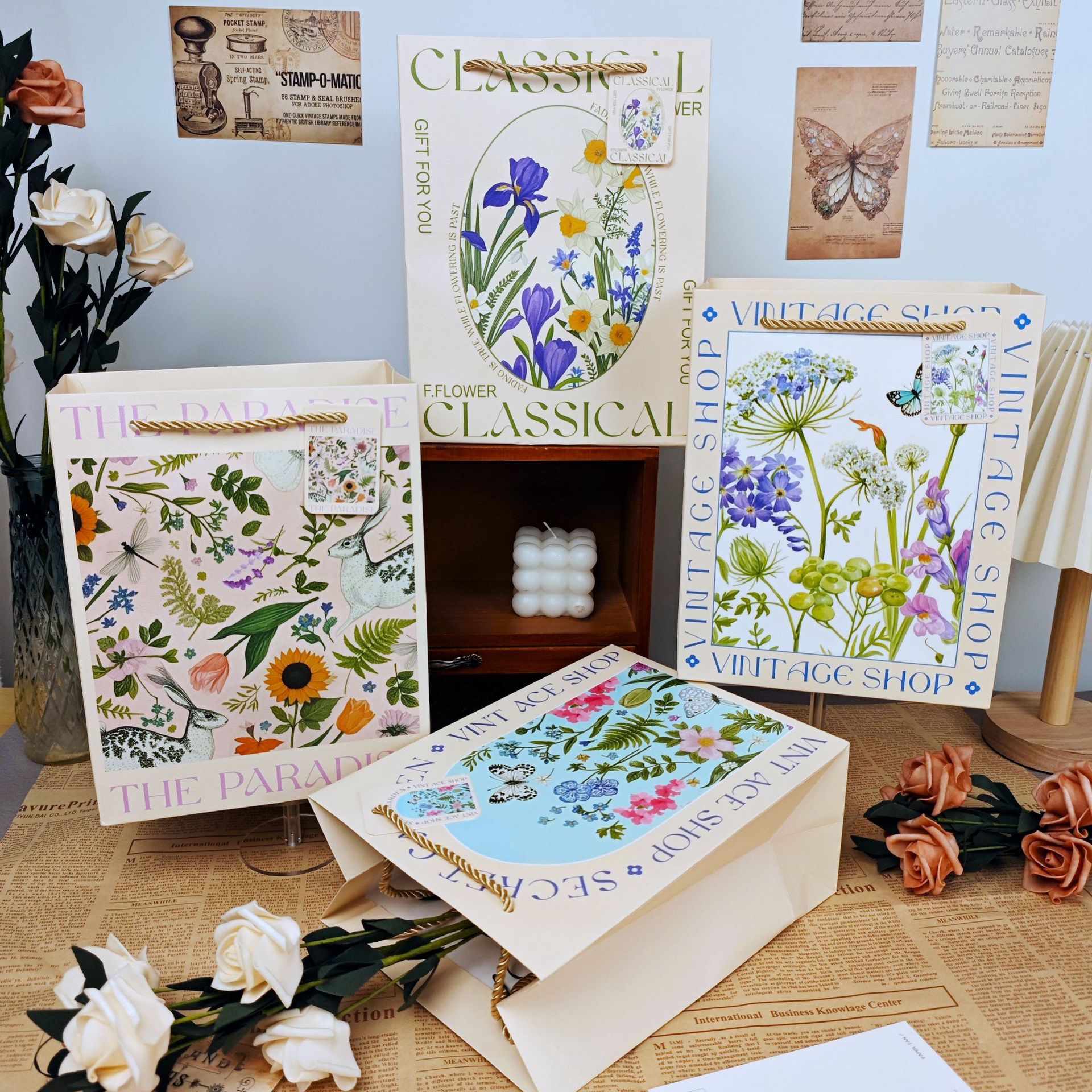 莫奈花园礼品袋复古森系文艺手提袋纸袋教师节生日礼物袋子鲜花