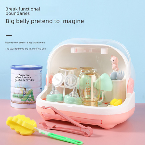 Portable Baby Dustproof Formula Organizing Storage Box Large Tableware Drain Drying Rack Baby Bottle Storage Cabinet