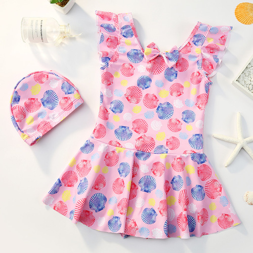Children's swimsuit girls, small, medium and large children's one-piece skirt swimsuit, student baby quick-drying new swimsuit wholesale