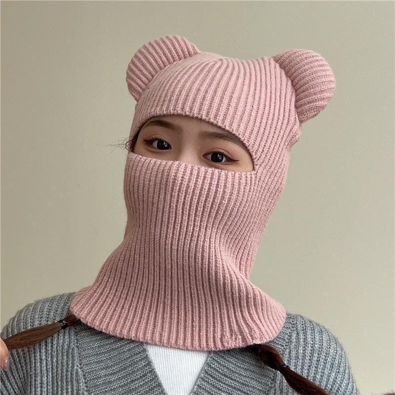 Warme Radfahren Caps Winter Gestrickte Ski Schal Hut Bär Ohr Sturmhaube Hut Bonnets Beanie für Männer Frauen Outdoor Sport Mit Kapuze – Detail 8
