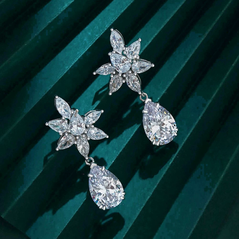 Серебряные серьги с каплей, стильный универсальный ретро камень с zircon, французский стиль, пробы 925