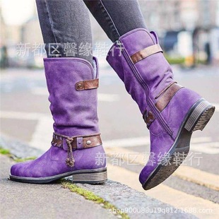 35-43 large size cross-border European and American sources wish Amazon boots low heel ladies side zipper boots X357