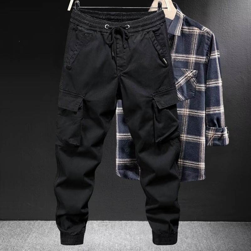 Color sólido hombre primavera y otoño marca de moda nueve pantalones sueltos pantalones casuales de moda juvenil pantalones de trabajo pantalones de verano hombre