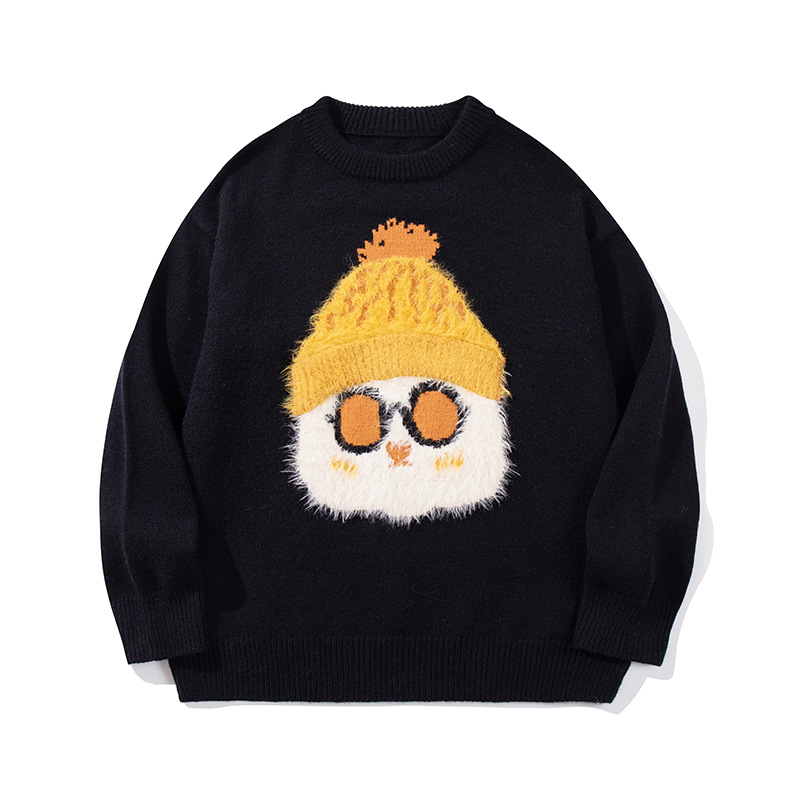 YWFG ropa de mujer americana encantadora dibujos animados 2024 Año Nuevo otoño pareja superior versátil cuello redondo manga larga jersey image 1