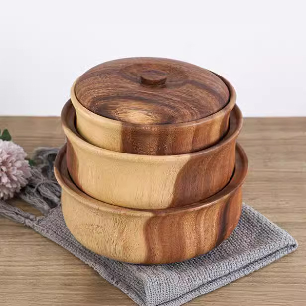 实木带盖果盘木制干果盒平底汤碗汤锅盛汤盆木质果子器大号泡面碗