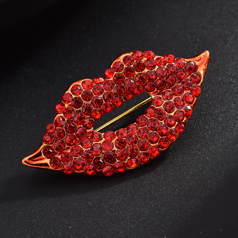 Elegant Pin Mouth Lips Flower Alloy Zircon Women's Silk Scarf Scarf Ring Corsage display picture 9