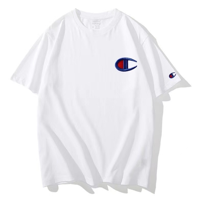 外国貿易ファッションブランド冠家カップル綿半袖tシャツ男女タイプ夏ファッションタイプ丸襟白色刺繍ゆるいtシャツ