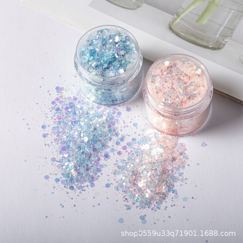 Cross-Border Popular Laser Glitter Powder Jewelry DIY Sequin Nail Art Glitter Powder Glue Quicksand Ornaments Gold Powder 10g Canned