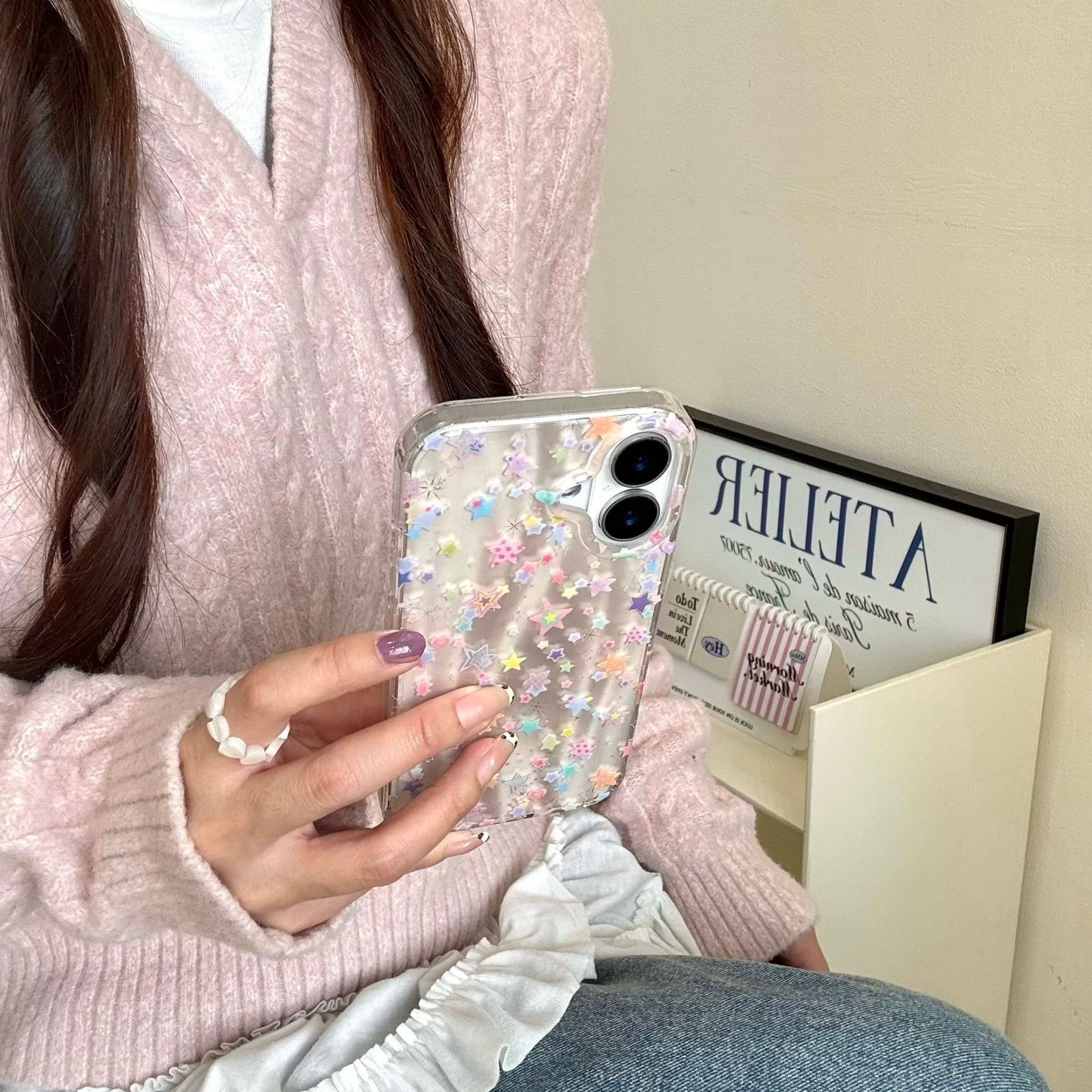 Estilo coreano ins color estrella mariposa apple 16ProMax pulsera 14/13 funda para teléfono móvil iphone15 mujer