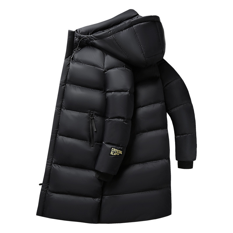 2024 Winter Black Gold Down Jacket Men's and Women's Long Tide Brand Can Open National Standard White Duck Down Hooded Jacket