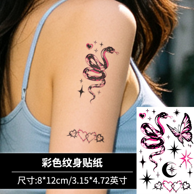 Butterfly, Snake, Moon, Stars Temporary Tattoo Stickers Long-Lasting Waterproof Y2K-Millennial Retro Style for Men and Women on Arms and Legs Butterfly, Snake, Moon, Stars Temporary Tattoo Stickers Long-Lasting Waterproof Y2K-Millennial Retro Style for Men and Women on Arms and Legs
