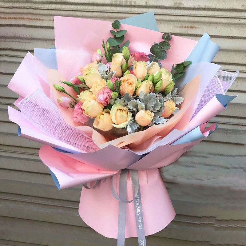 Papel de Regalo de Flores de Papel Ouya de Dos Colores, Material Plástico Impermeable, Papel de Envolver Ramos de Flores, Estilo Coreano, Primer Amor, Papel de Color Puro Especial