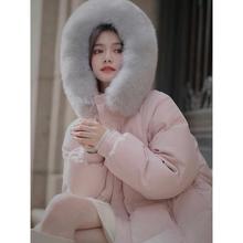90白鹅绒大毛领羽绒服女新款高端连帽中长款收腰过膝显瘦加厚外套