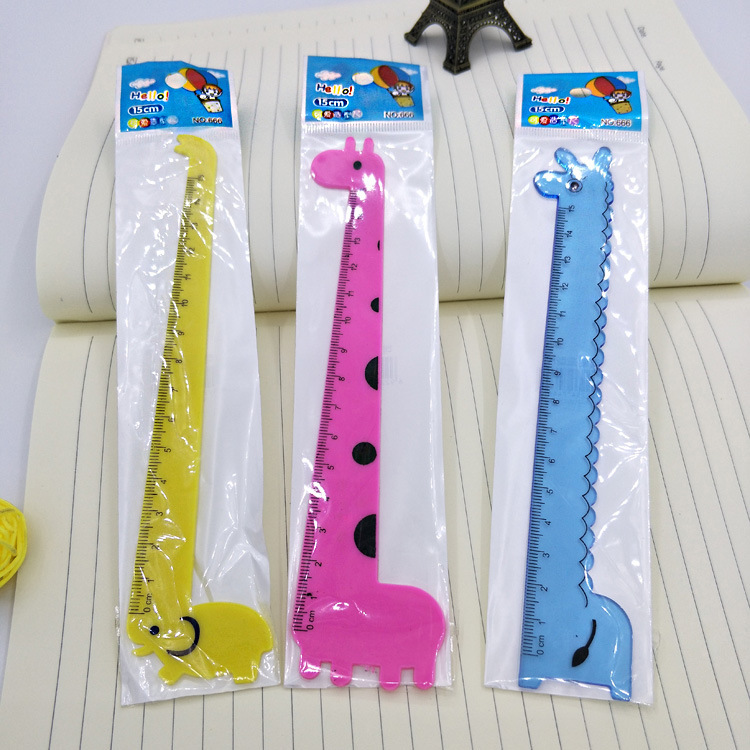 dibujos animados jirafa regla recta estudiantes medición creativa papelería adorable material escolar infantil 15cm escala