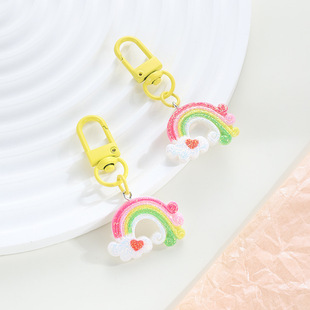 Small Fragrant Style Glitter Clouds Rainbow Keychain Children's Fun DIY Student Bag Accessories Headset Phone Case Pendant
