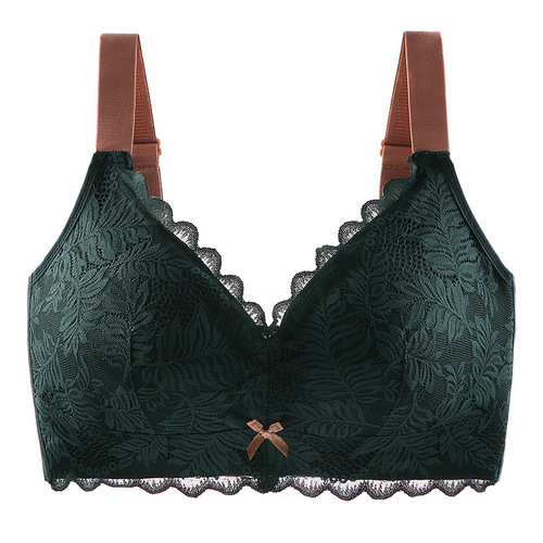 Underwear for women, large size, no steel rims, fat mm, big breasts, small push-up bra, side breasts, support, full cup, thin bra