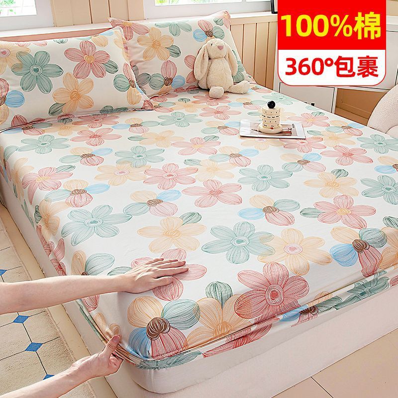 100% algodón cama de cama de algodón una sola pieza cubierta de cama casera todo incluido colchón antideslizante cubierta de cama nuevo tipo