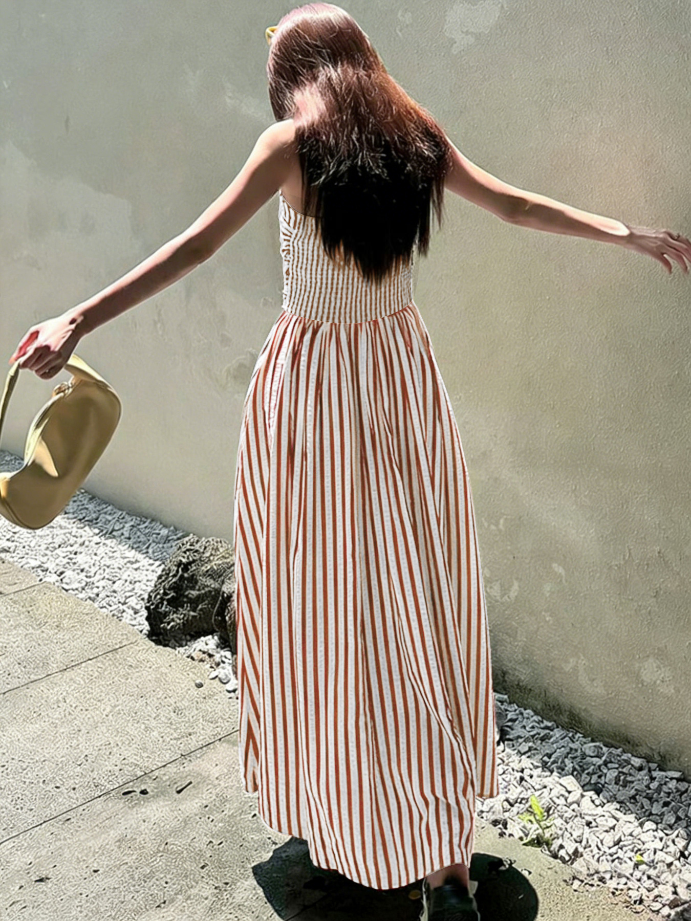 Women's Clothing Striped Maxi Dress With Pockets – Lightweight Resort Wear For Summer, American Style"​​_ecoleips.com