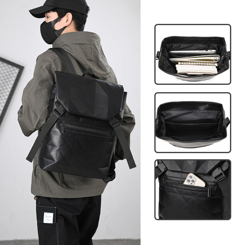 Men's Lingge 15.6 Business Commuter Computer Bag Trendy Cool Large Capacity Fashion Travel Backpack_voghion.com