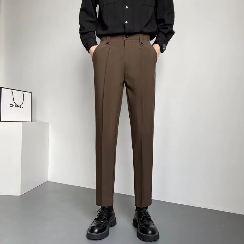 潮尚顿 Men's autumn demi-season trousers, classic suit jacket, loose straight fit, high-quality style