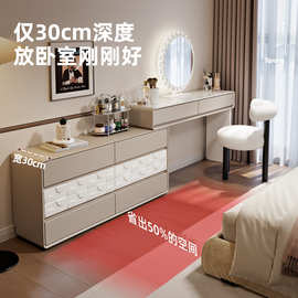 2025新款梳妆台现代卧室简约斗柜一体实木小型化妆桌床尾不占空间