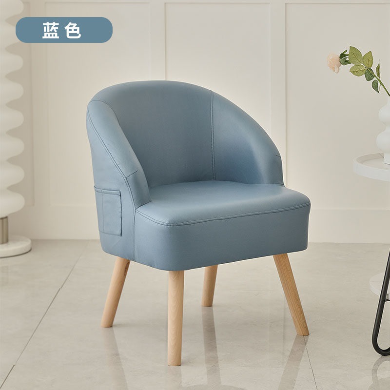 Sofá de ocio de madera sólida silla de respaldo de dormitorio pequeño balcón tela económica perezosa