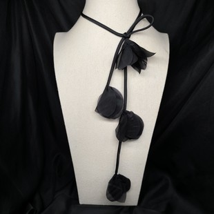 Tie-style Multi-layer Petal Rose Necklace Decorative Multi-use Choker Niche Women's Neck