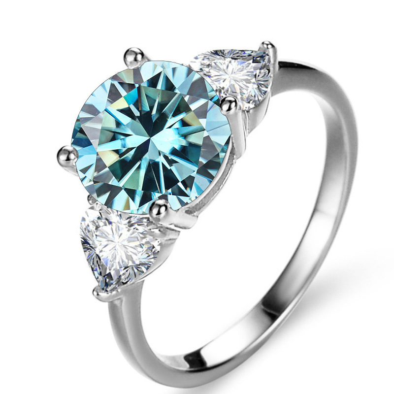 Anillo de plata esterlina s925 anillo de mujer de oro de diamante de lujo 3 quilates fabricantes de anillos de piedra rosa de moissanita