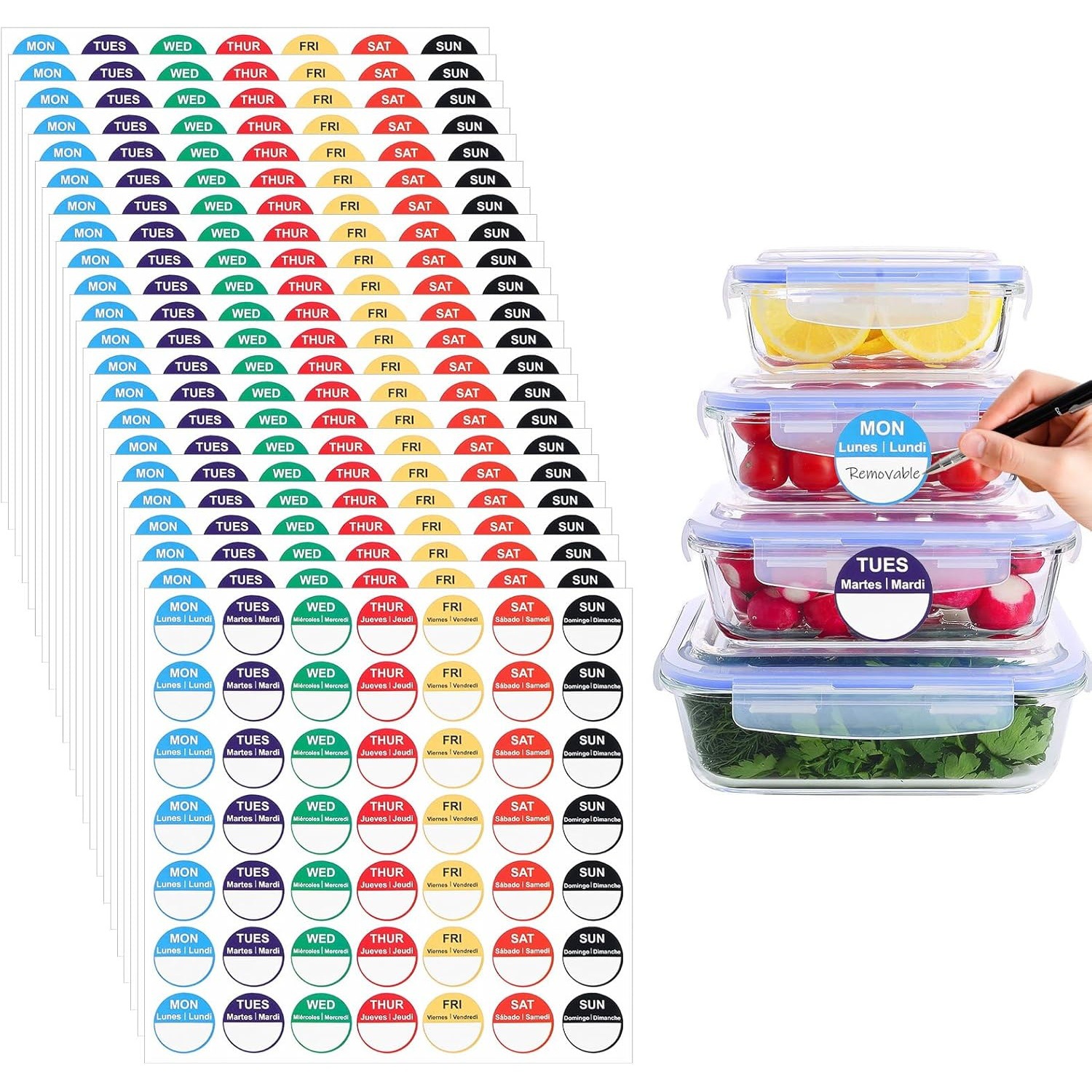 可写可撕周日贴纸1470片多语言厨房收纳标签