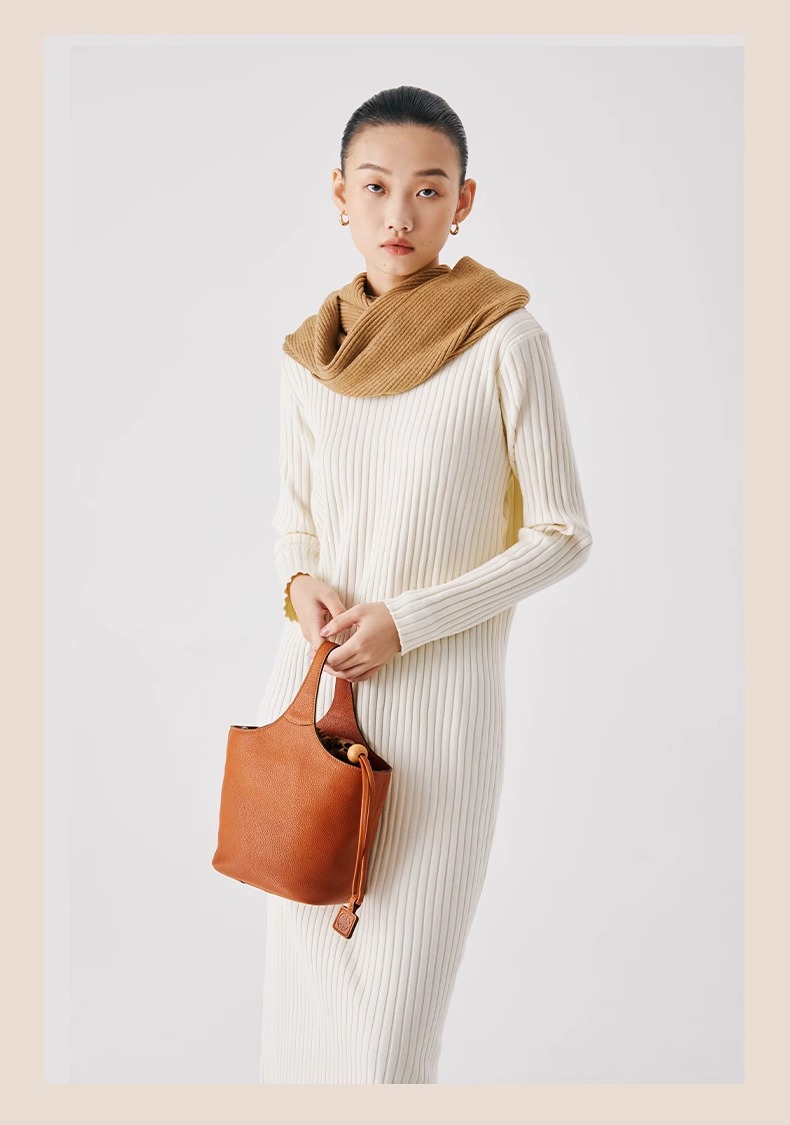 Qiu Zhen – sac à main à bandoulière en cuir véritable de vache tanné, sac panier à légumes de grande capacité pour les déplacements, femme_voghion.com
