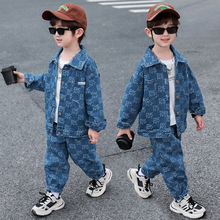 男童春秋牛仔套装2024新款儿童帅气潮牌外贸童装中小童洋气秋装酷