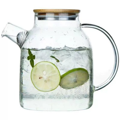 高硼硅耐热玻璃大容量凉水壶竹盖冷水壶家用茶壶果汁杯水杯煮茶壶