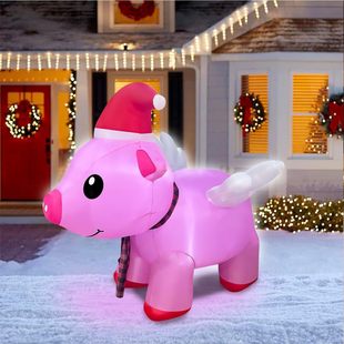 Christmas inflatable flying pink piglet with LED light luminous indoor and outdoor party decoration air mold manufacturers direct supply
