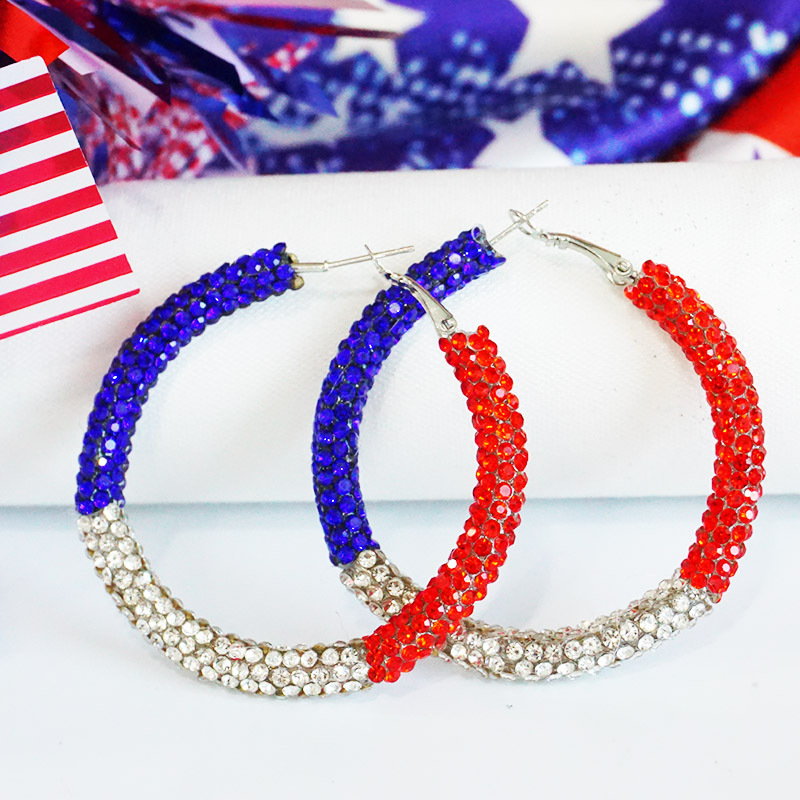 1 Paire Style Simple Bloc De Couleur Incruster Le Fer Strass Des Boucles D'Oreilles display picture 9