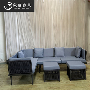 Outdoor Sofa Villa Courtyard Open-Air Waterproof Sun Protection B&B Outdoor Terrace Garden Balcony Rattan Chair Sofa Combination