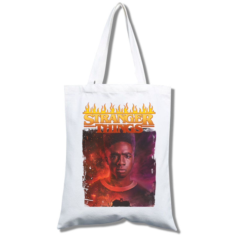 一件起订 怪奇物语 Stranger Things 逛街手机白帆布款手提斜挎包