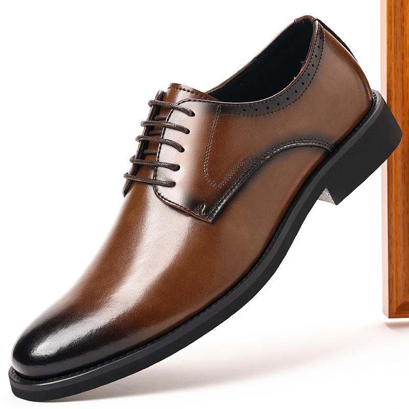 Men's Genuine Leather Oxford Dress Shoes Pointed Toe Formal Wedding Shoes_vogvips.com