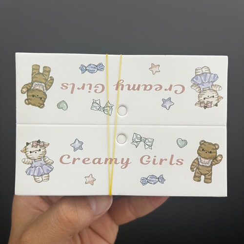 12cm cartoon bear folded hair accessories packaging card head tag 12X8creamy girls accessories card paper