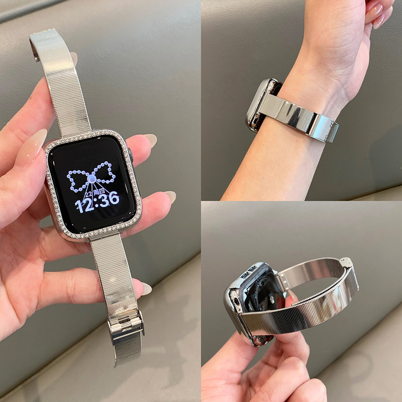 iWatch Strap S10 Women's High-End Sense Suitable for Applewatch Apple Watch 98 Generation 76Se5 Metal Steel Strap