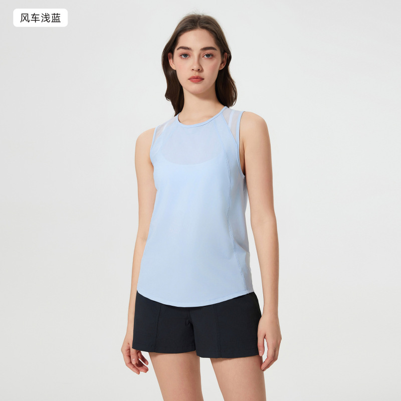 速乾通気透かし彫りベスト軽薄運動ブラウスヨガ服フィットネス美背ノースリーブ上着女性DT051|undefined
